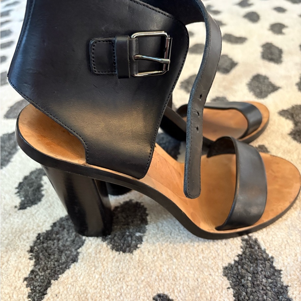 Vince Black Leather Heeled Sandals